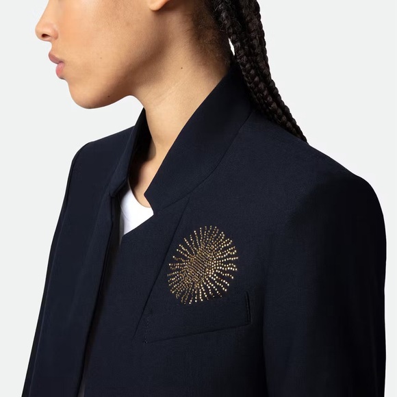 NWT Zadig & Voltaire Very Multi Strass Blazer | Navy | Size 36 (US 0) - Picture 5 of 6